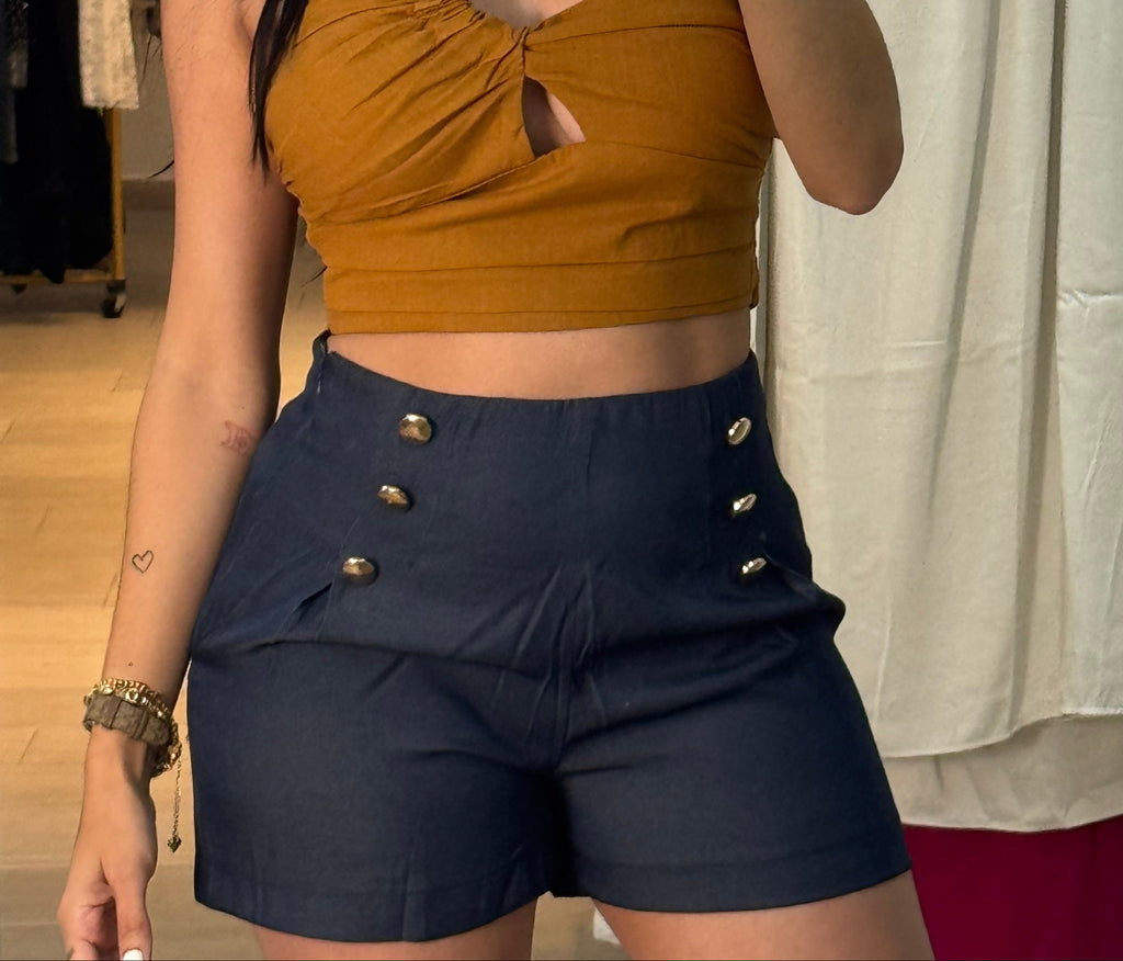 Denim Gold Details Short Pants