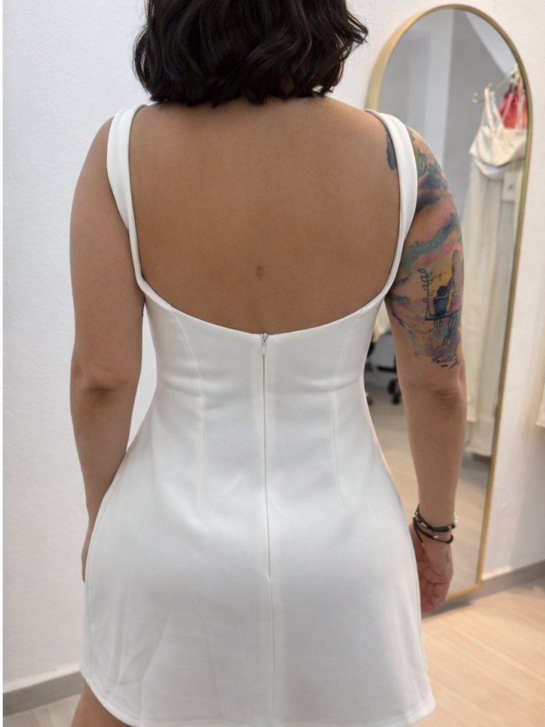 U Neck White Dress