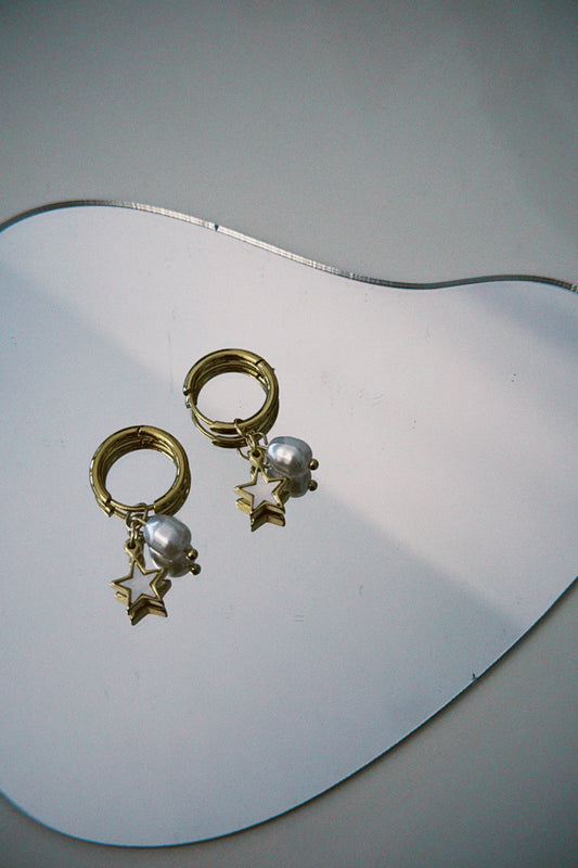 Star with Pearl Earrings