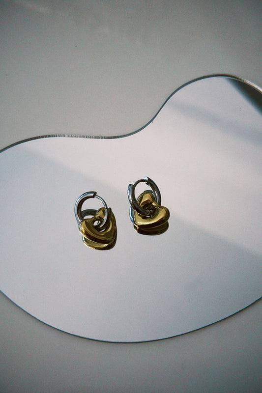 Heart Gold & Silver Earrings