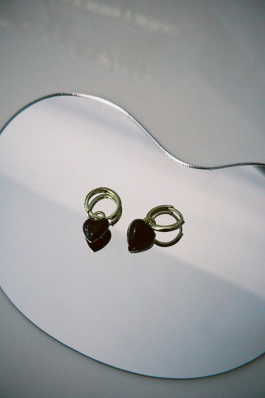 Heart Brown Chocolate & Gold Earrings